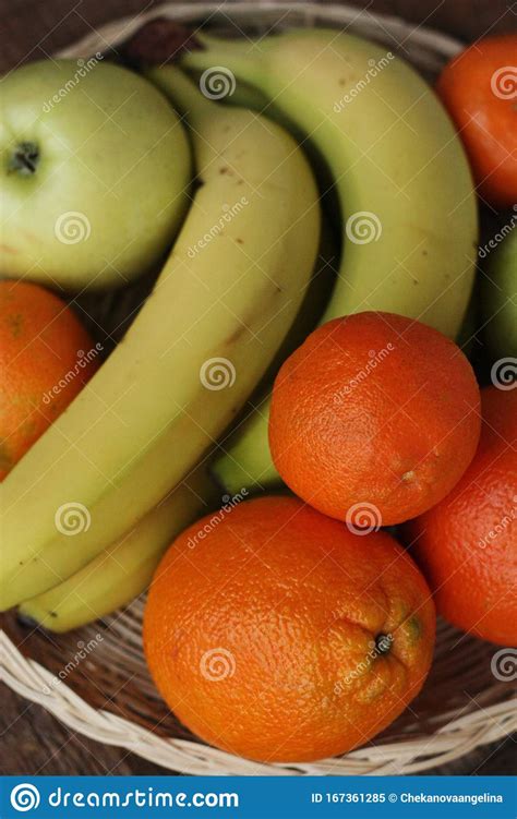 Oranges Apples And Bananas On The Table Stock Image Image Of Tropic