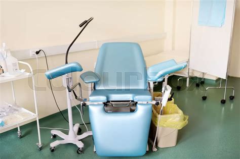 Gynecology Room With Gynecology Chair On Clinic Or Hospital Stock