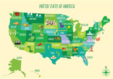 Illustrated Map Of Usa 227830 Vector Art At Vecteezy