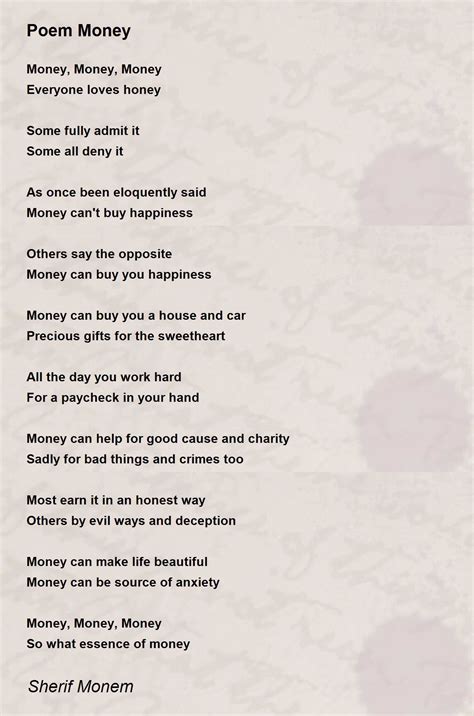 Poem Money Poem Money Poem By Sherif Monem