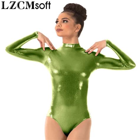 Lzcmsoft Womens Long Sleeve Leotards Turtleneck Gymnastics Dance Leotard One Piece Stage