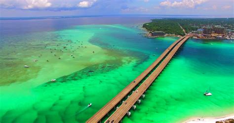 Destin Redneck Beach Florida Panama City Bridge Aerial View Eglin