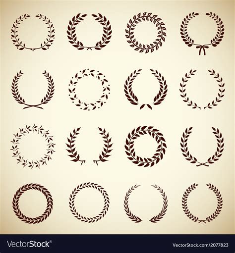 Collection Of Vintage Laurel Wreaths Royalty Free Vector