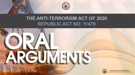 Oral Arguments On The Anti Terrorism Act Of 2020 Republic Act No 11479 May 12 2021 Youtube