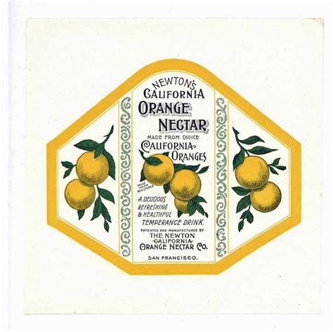 Newtons California Orange Nectar Brand Vintage Bottle Label Thelabelman