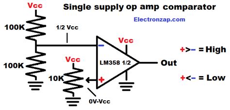 Brief Comparator Circuit Using Single Supply Op Amp And Voltage