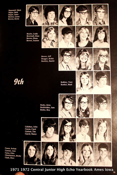 1971 1972 P 13 Echo 9th Grade Yearbook Portraits Central Junior High
