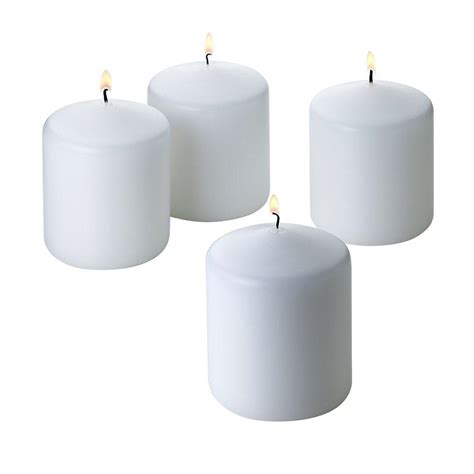 Light In The Dark 3 In X 3 In Unscented White Pillar Candles 4 Count