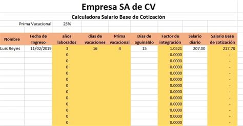 Calculadora Salario Base de Cotización en Excel 2023 El blog de Luis