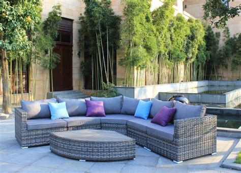 With garden sofas you can relax all day and enjoy those balmy evenings under the stars. Luxury Grey Rattan Rounded Corner Sofa Set Outdoor Garden ...