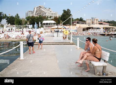 Odessa Ukraine Visitors At Arcadia Beach Stock Photo Alamy