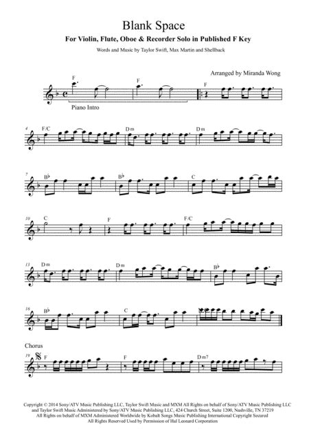 Blank Space Sheet Music Taylor Swift Performance Ensemble