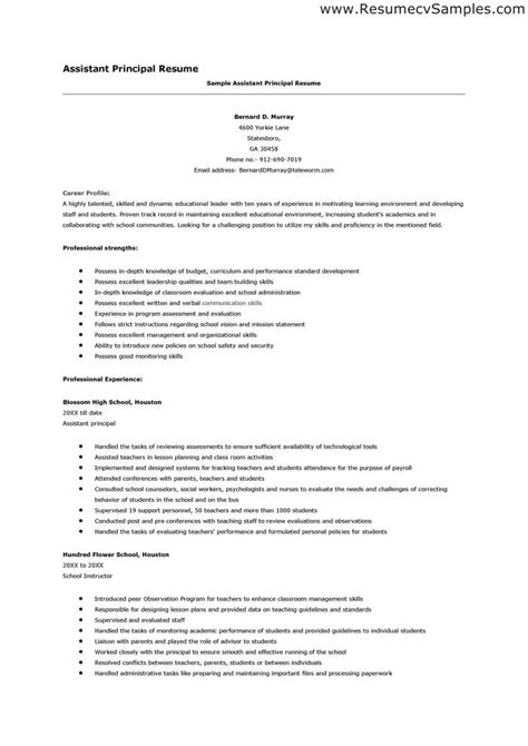 assistant principal resume examples  resume