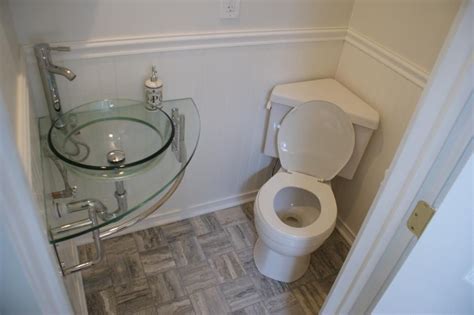 Corner Loo And Sink To Maximize Space In A Powder Room That Wants To Be