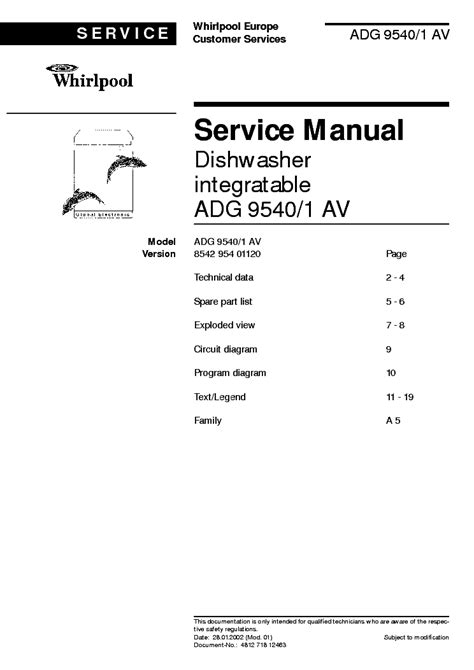 Whirlpool Adg 9540 1 Av Service Manual Download Schematics Eeprom