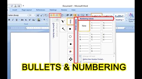 Bullets Numbering In Ms Word Youtube