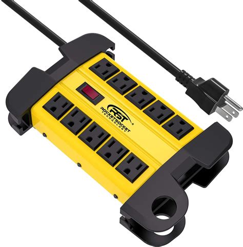 Crst 10 Outlets Heavy Duty Power Strip Metal Surge Protector With 15