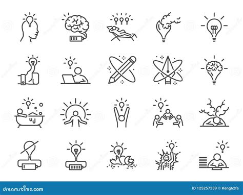 Creativity Icon Set Included Icons As Inspiration Idea Brain