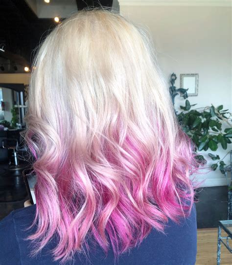 Hot Pink Dipped Ends Pink Blonde Hair Bright Pink Hair Pink Hair