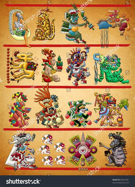 mayan aztec codex illustration stock illustration 89267581 shutterstock