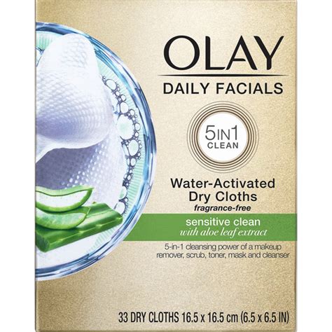 Olay Dry Cloths Water Activated 5 In 1 Clean Sensitive Clean Daily