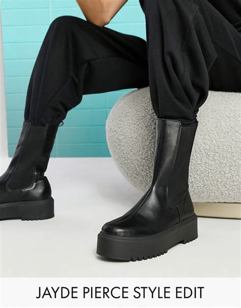 asos design alana chunky chelsea boots in black asos