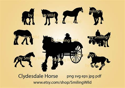 Clydesdale Horse Svg Silhouette Running Horse Clipart Working Etsy