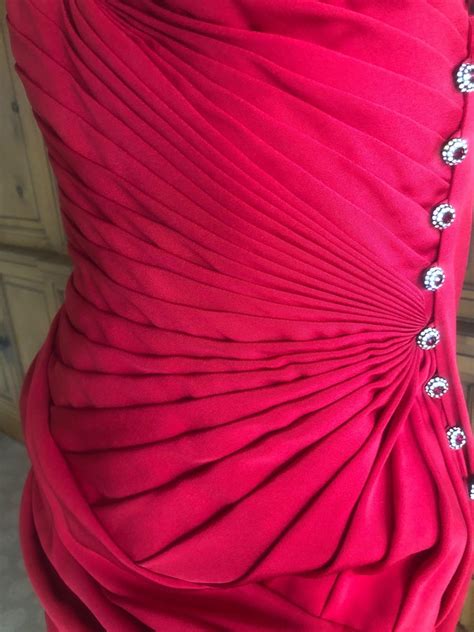 Emanuel Ungaro Numbered Haute Couture Fall 1984 Red Strapless Evening