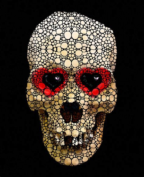 Skull Art Day Of The Dead 3 Stone Rockd Painting By