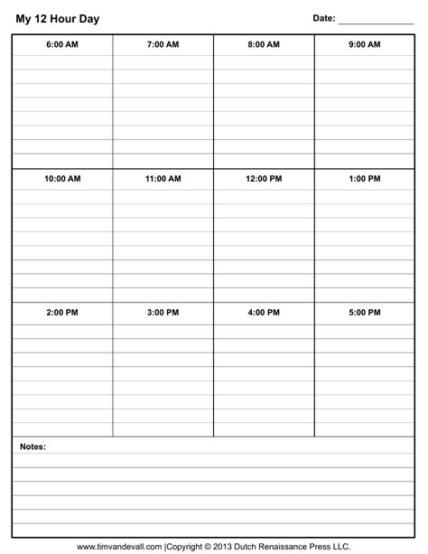 Printable 12 Hour Schedule Template Printable Templates