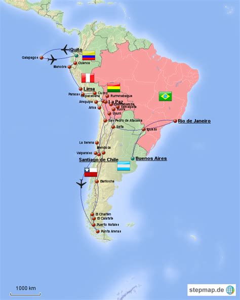 Stepmap Südamerika Reiseteil 1c Landkarte Für Südamerika
