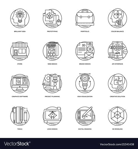 Pack Of Design And Development Glyph Icons Vector Image