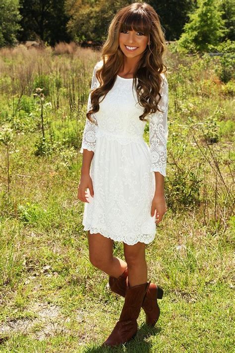 Wedding dress with cowboy boots. One Sweet Lace Dress: White - Dresses - Hope's Boutique ...