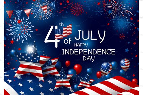 Usa 4th July Happy Independence Day Custom Designed Illustrations