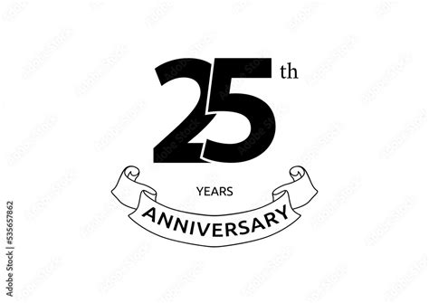 Vector Illustration Of 25 Years Anniversary Logo With Black Color On