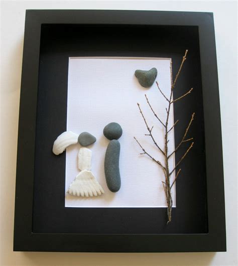 Pebble Art Wedding Gift Unique Engagement By Sticksnstone On Etsy