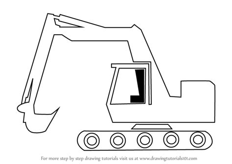 Learn How To Draw A Cartoon Excavator Construction Step
