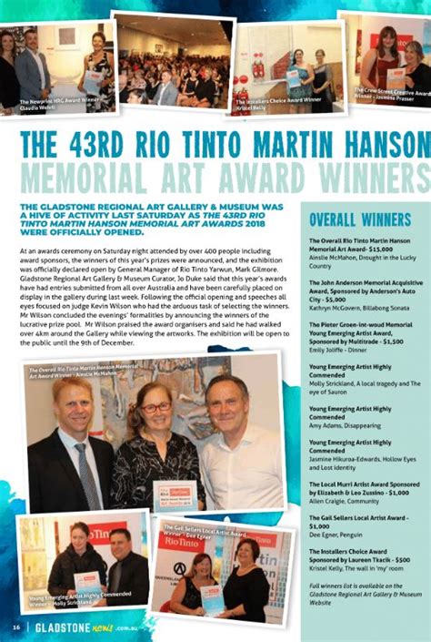 The 43rd Rio Tinto Martin Hanson Memorial Art Awards 2018 Awards Night Gladstone News