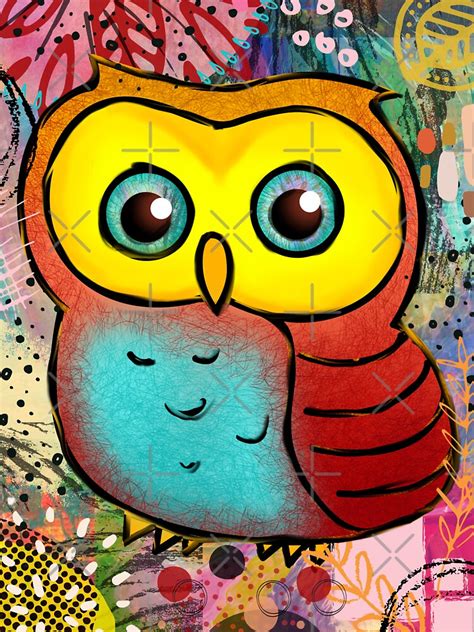 Red Owl With Textured Background Cute Owl Sticker For Sale By