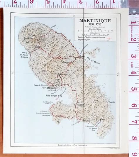 Mapbattle Plan Martinique 1794 1797 Fort Royal Bay Of St Pierre