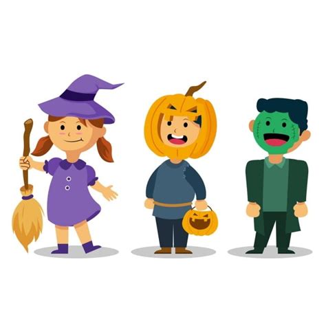Clipart Of Kids In Halloween Costumes