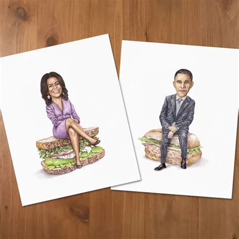 President Barack Obama On A Tuna Sandwich 8 X 10 Archival Print