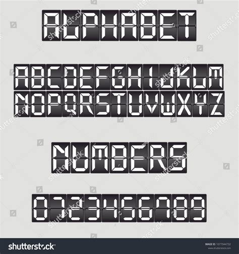 Digital Font Alarm Clock Letters Numbers Stock Vector Royalty Free