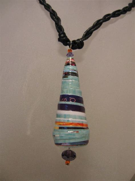 Paper Bead Necklace Recycled Magazine Paper Bead Jewelry Handmade