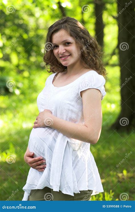 Pregnant Woman In Forest Royalty Free Stock Photos Image