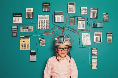 Young Nerd Girl With Calculator Invention Stock Photo Download Image