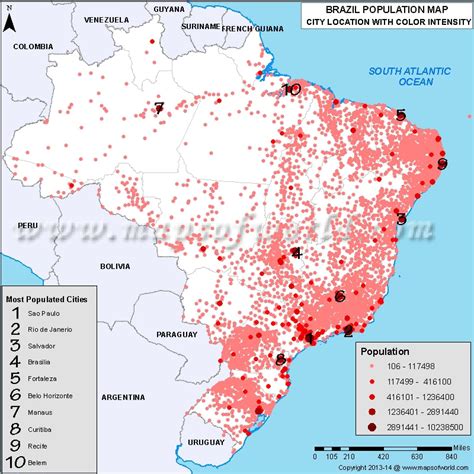 Brazil Population Density Map By City
