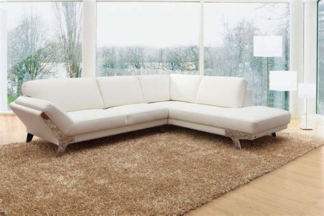 Corner L Shaped Modern White Italian Leather Sectional Sofa 6245134 