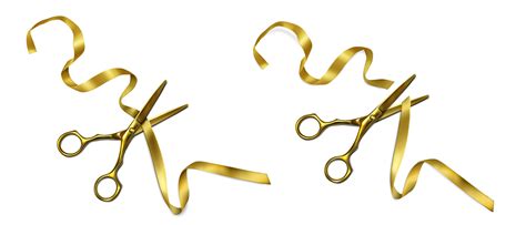 Golden Scissors Cut Ribbon On Grand Open Ceremony 15117653 Vector Art