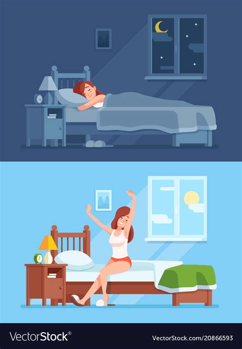 lady sleeping under duvet at night waking up in vector image